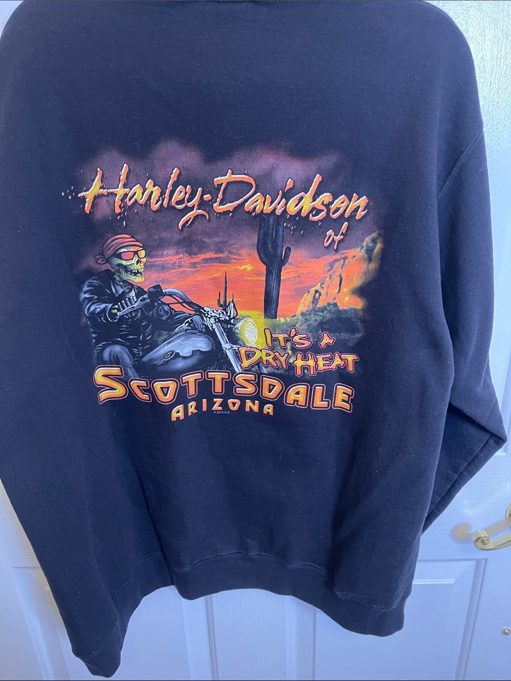Harley-Davidson Black Crewneck with Sunset Motorcycle Graphic